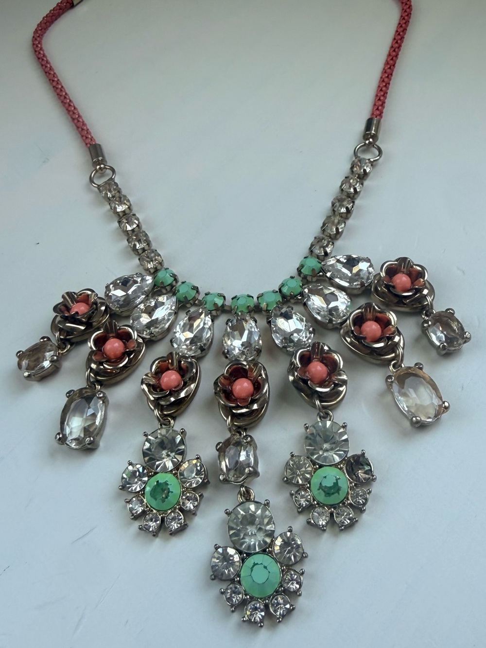 J. crew rhinestone necklace coral